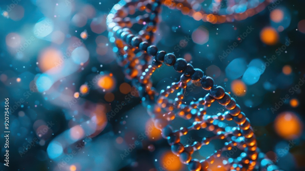 3D Abstract DNA helix structure with bokeh background. Concept for genetics, biology, science, and medicine. 3D Abstract DNA helix structure with bokeh background. Concept for genetics, biology, science, and medicine.
