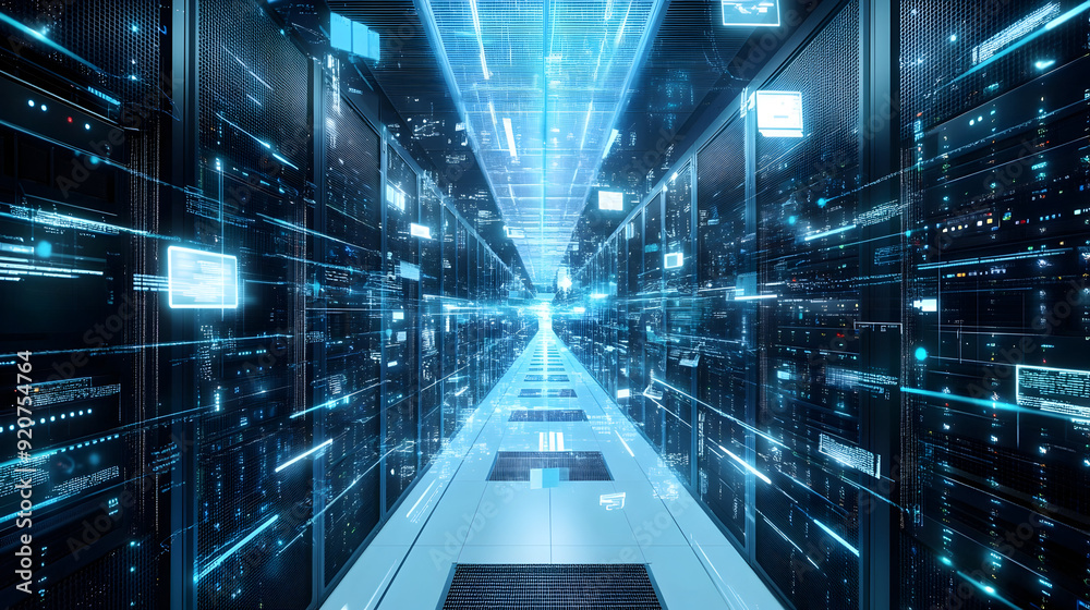 IT Infrastructure Management - A visual representation of complex IT infrastructure, including servers, networks, and data centers being managed efficiently IT Infrastructure Management - A visual representation of complex IT infrastructure, including servers, networks, and data centers being managed efficiently