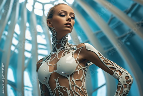 cyberwoman in a modern surreal suit photo