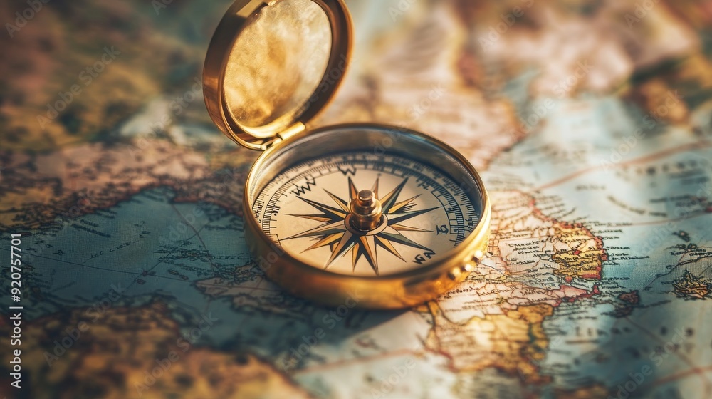 Compass on map Compass on map
