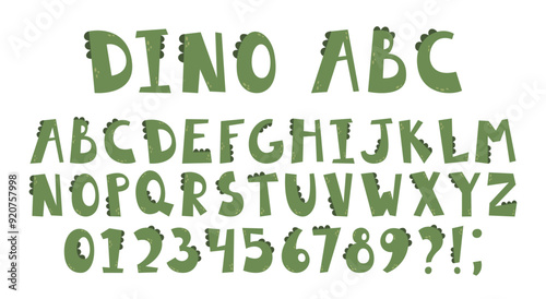 Vector cute green dino alphabet