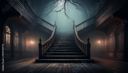 Inside a haunted house at night