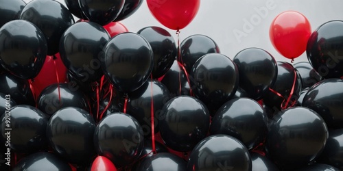 black friday shopping background - black and red balloons.