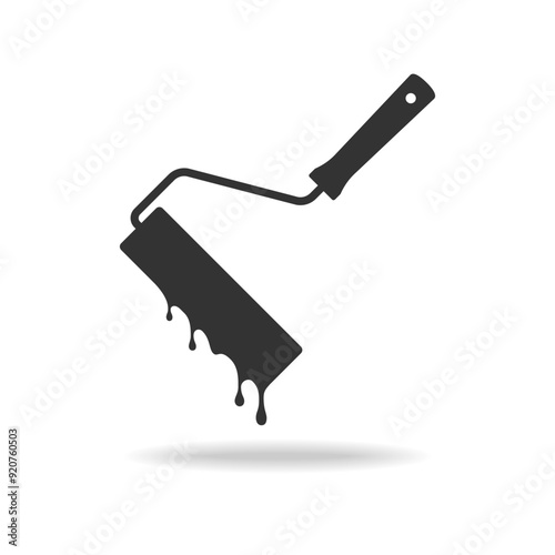 Paint roller graphic icon. Roller sign isolated on white background. Painter work tool symbol. Vector illustration