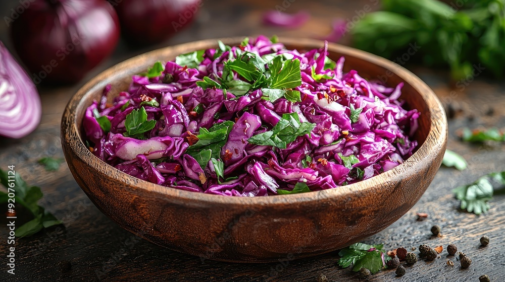 Crunchy shredded cabbage mixed with fresh greens for an appealing dish with a copy space image Crunchy shredded cabbage mixed with fresh greens for an appealing dish with a copy space image