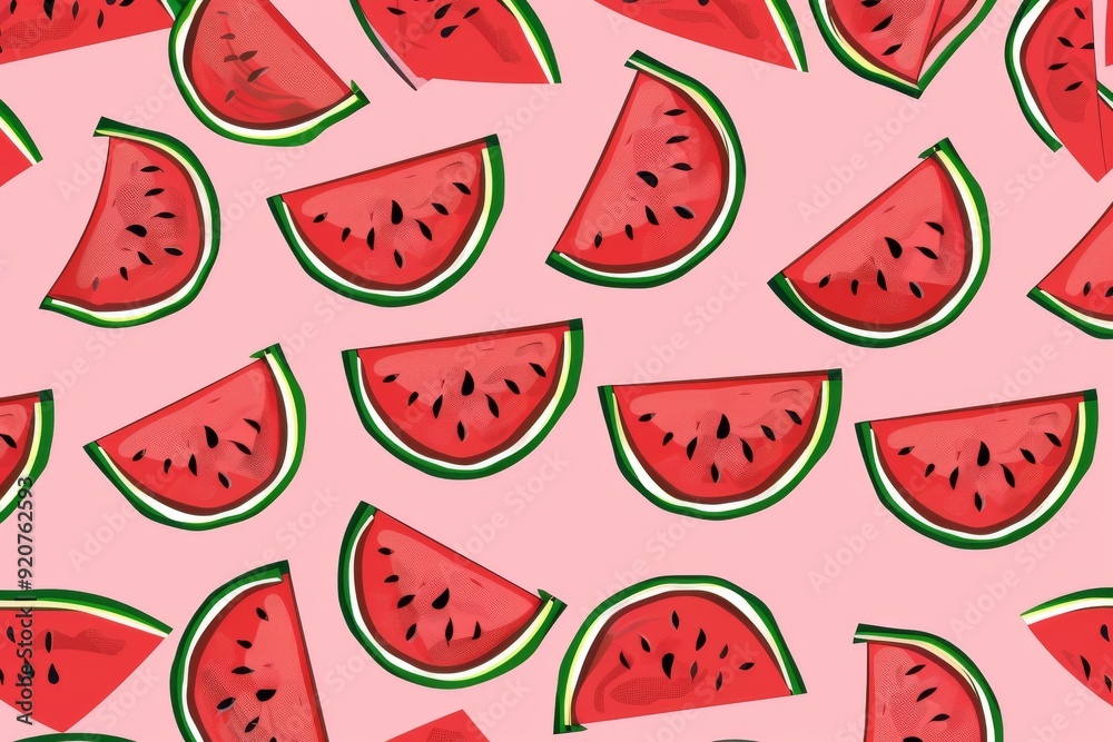 Half-cut Watermelon Fruits Logo seamless pattern Flat Design Cartoon Vector. Beautiful simple AI generated image in 4K, unique. Half-cut Watermelon Fruits Logo seamless pattern Flat Design Cartoon Vector. Beautiful simple AI generated image in 4K, unique.