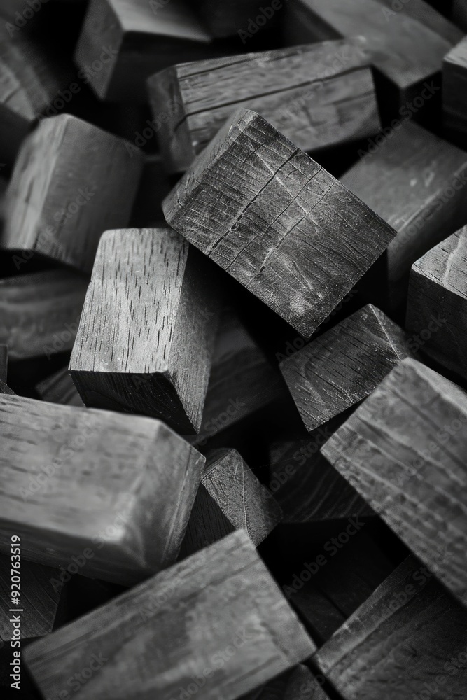 A cluster of dark metal rectangles, possibly made from steel or iron. A cluster of dark metal rectangles, possibly made from steel or iron.