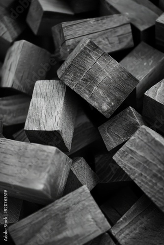 A cluster of dark metal rectangles, possibly made from steel or iron.