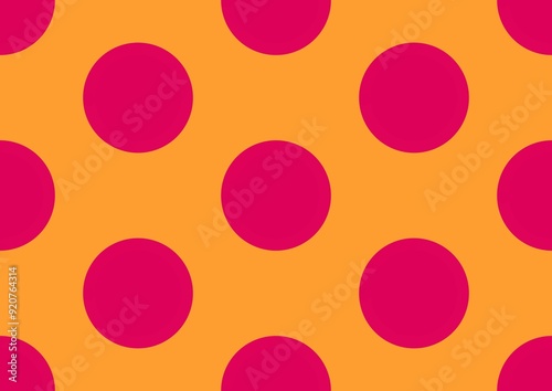Abstract background with circles. Seamless pattern with circles. Pink dots and orange background.