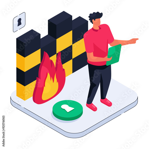 An editable design illustration  of firewall

