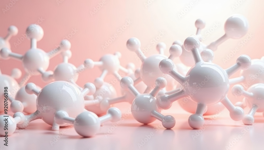 Abstract white spheres in a pink dreamscape Abstract white spheres in a pink dreamscape