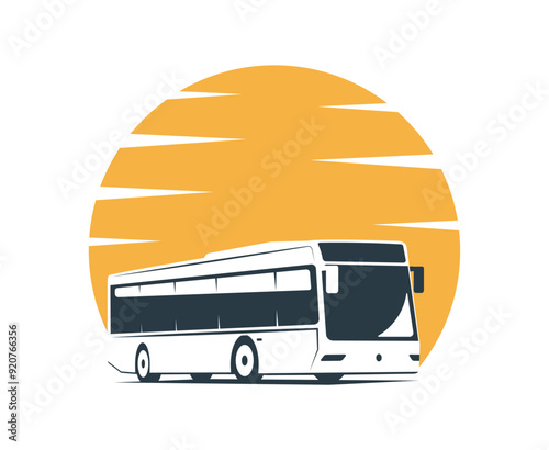 Concept illustration of a logo with a bus. Vector illustration.