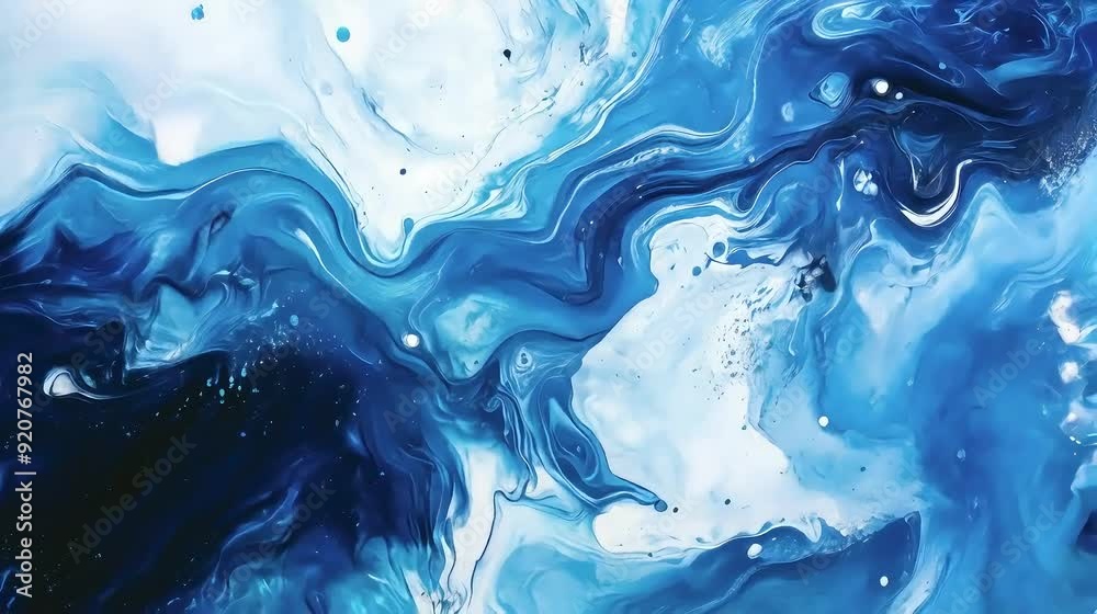 Abstract blue and white fluid art with swirling patterns and textures. Abstract blue and white fluid art with swirling patterns and textures.