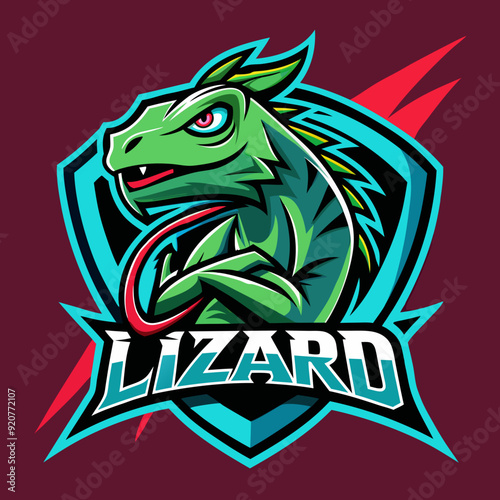 Lizzard mascot for sports and esports vector logo