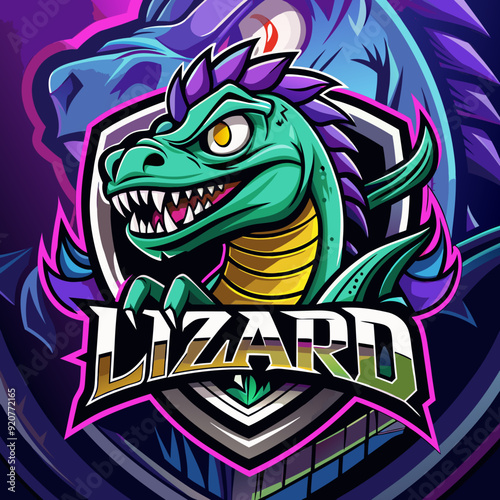 Lizzard mascot esport game logo illustration for sport game team