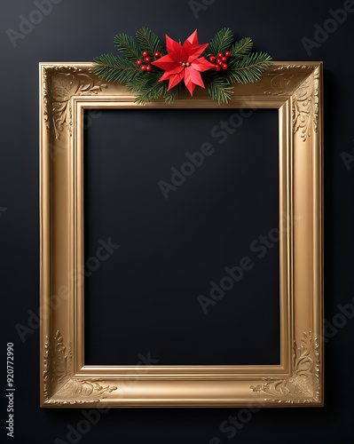 christmas frame with ribbon