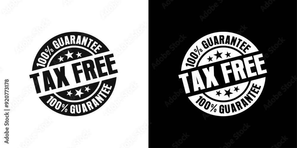 100 Guarantee Tax Free icon logo set vector 100 Guarantee Tax Free icon logo set vector