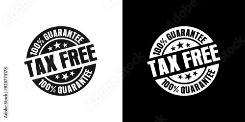 100 Guarantee Tax Free icon logo set vector