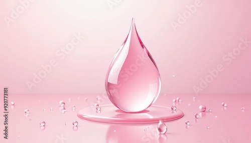  Elegance in simplicity  A single drop of water on a pink surface