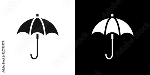 Black Umbrella icon logo set vector
