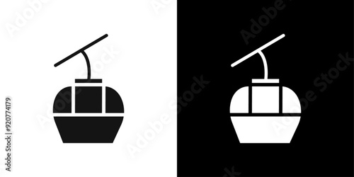 cableway funicular icon logo set vector