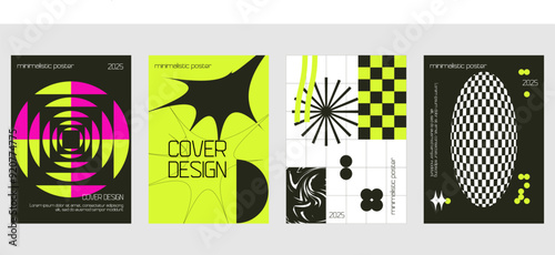 Posters with silhouette minimalistic basic figures, extraordinary graphic assets of geometrical shapes swiss style, Modern minimal monochrome print brutalist.