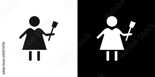 cleaner woman icon logo set vector