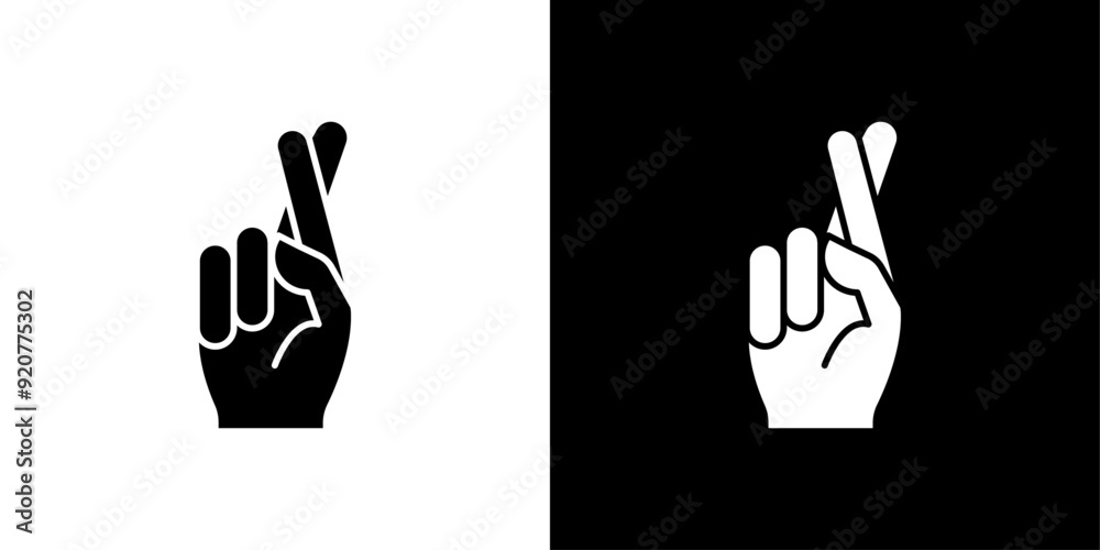 Obraz premium Crossed fingers icon logo set vector