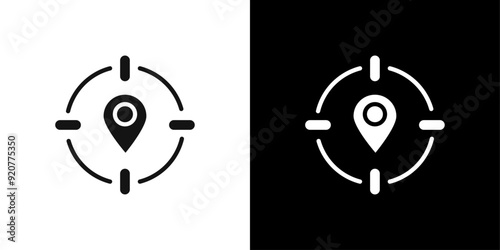 Crosshair location pin icon logo set vector