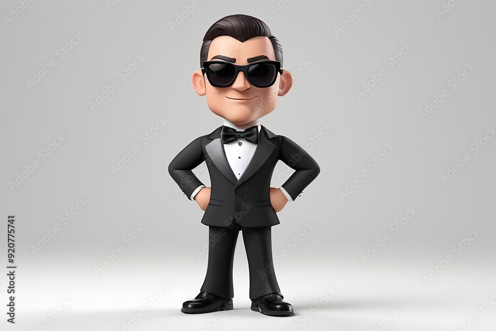Dashing secret agent with a tuxedo and sunglasses, ready for a mission ...