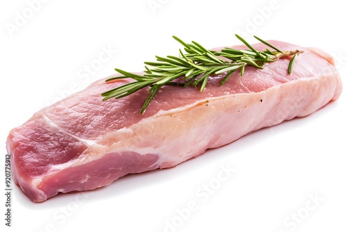 Raw Pork Steak with Rosemary.