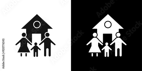 family safe at home icon logo set vector