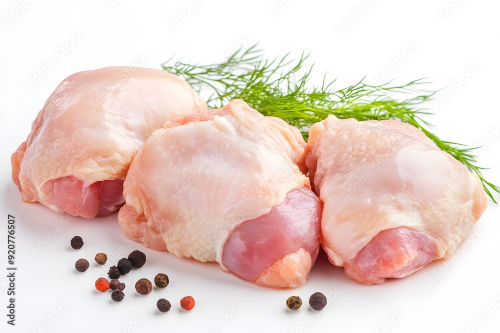 Raw Chicken Thighs with Dill and Peppercorns.