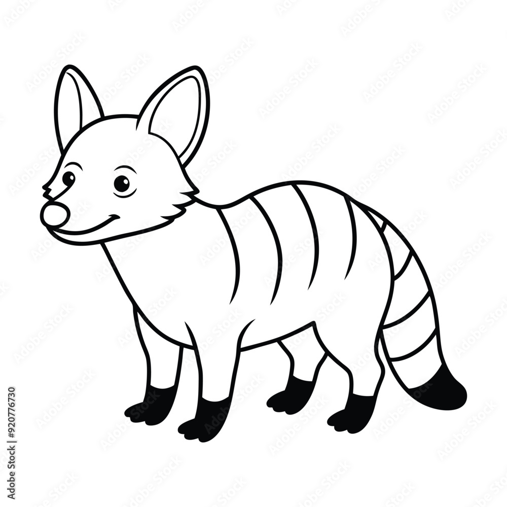 Aardwolf Outline Design, Aardwolf Clipart, Cute Baby Aardwolf illustration in black and white Aardwolf Outline Design, Aardwolf Clipart, Cute Baby Aardwolf illustration in black and white