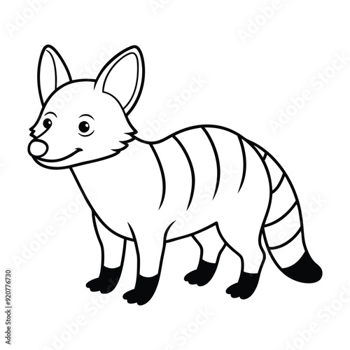 Aardwolf Outline Design, Aardwolf Clipart, Cute Baby Aardwolf illustration in black and white