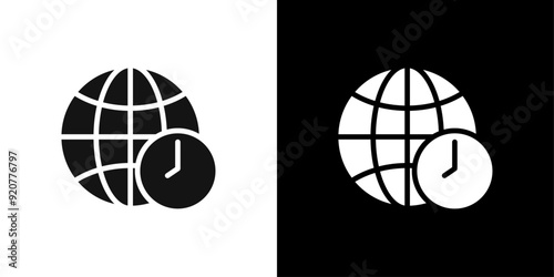 global world time zones icon logo set vector