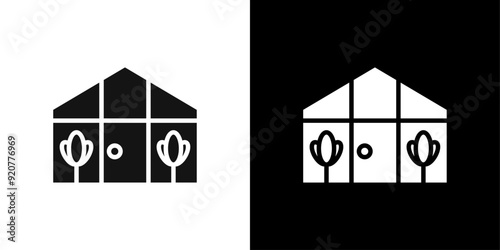 Greenhouse icon logo set vector