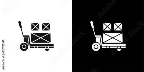 Hand pallet jack icon logo set vector