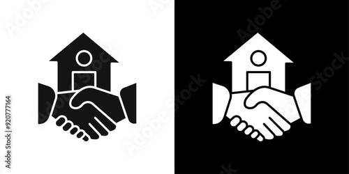 hands home deal icon logo set vector