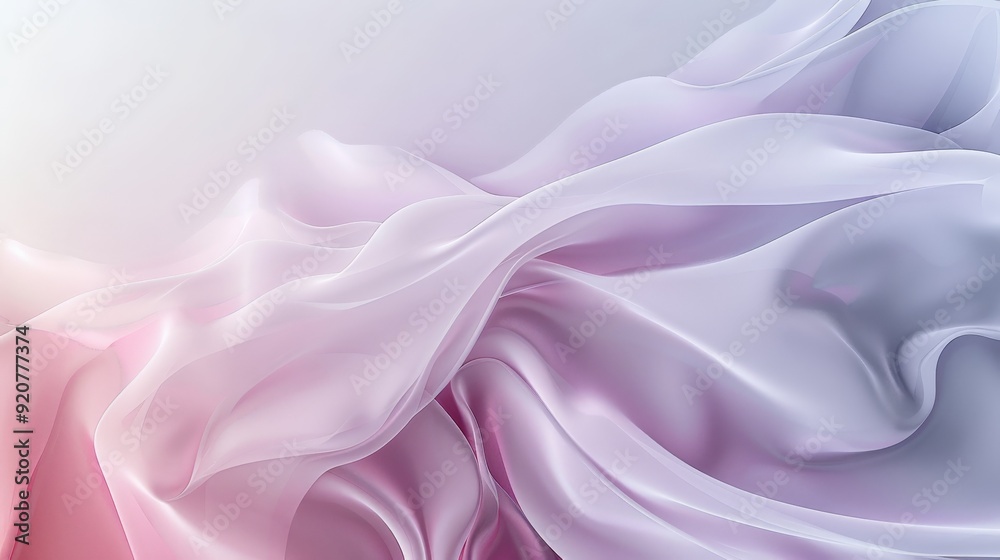Obraz premium Draped and softened fabric folds intertwining with each other in a palette of pastel colors, portraying a delicate and elegant abstract composition, invoking feelings of calm and subtle beauty.