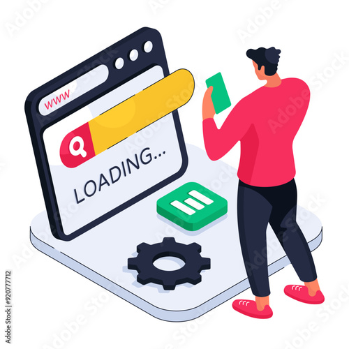 A unique design illustration of webpage loading 

