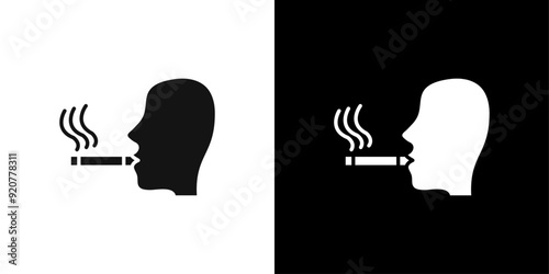 man smoking cigarette icon logo set vector