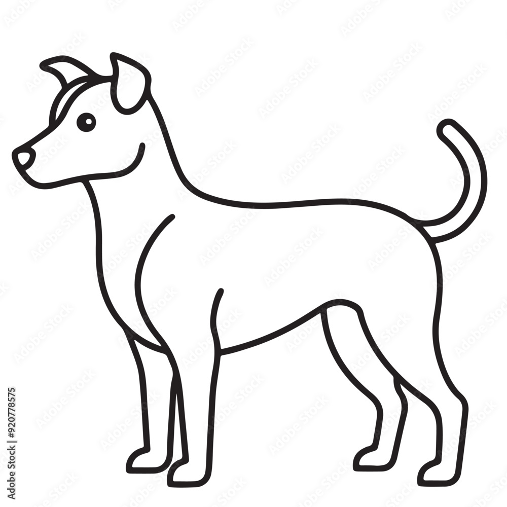 Vector black and white illustration of a sitting dog isolated on a white background. Vector black and white illustration of a sitting dog isolated on a white background.