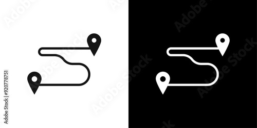 navigation route icon logo set vector