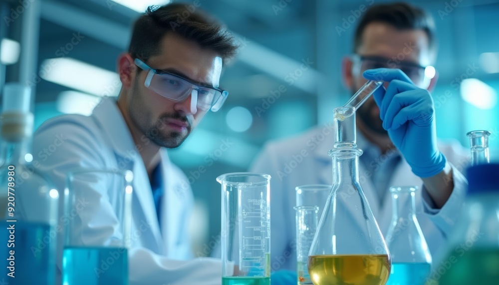 Fototapeta premium Chemistry in action Scientists at work in the lab