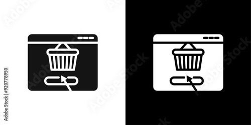 Online fabric shop line icon logo set vector