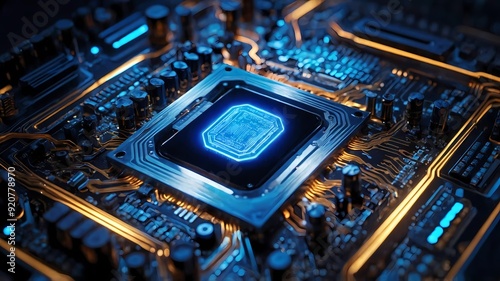 Futuristic CPU Processor with Nanotech and Cooling AI Generated