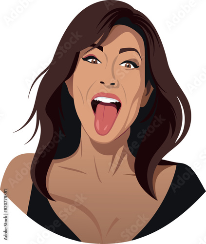 Young woman sticking out her tongue making funny face