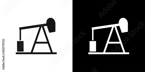 pumpjack icon logo set vector