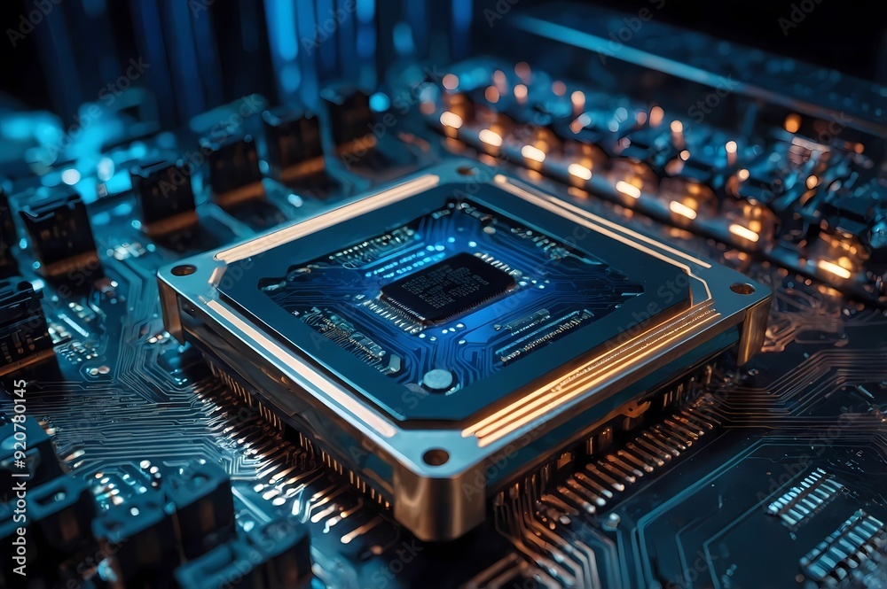 Futuristic CPU Processor with Nanotech and Cooling AI Generated Futuristic CPU Processor with Nanotech and Cooling AI Generated